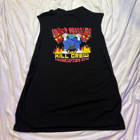 Kill Crew men’s XL Black muscle cut off shirt with logo front and back - Picture 4 of 6